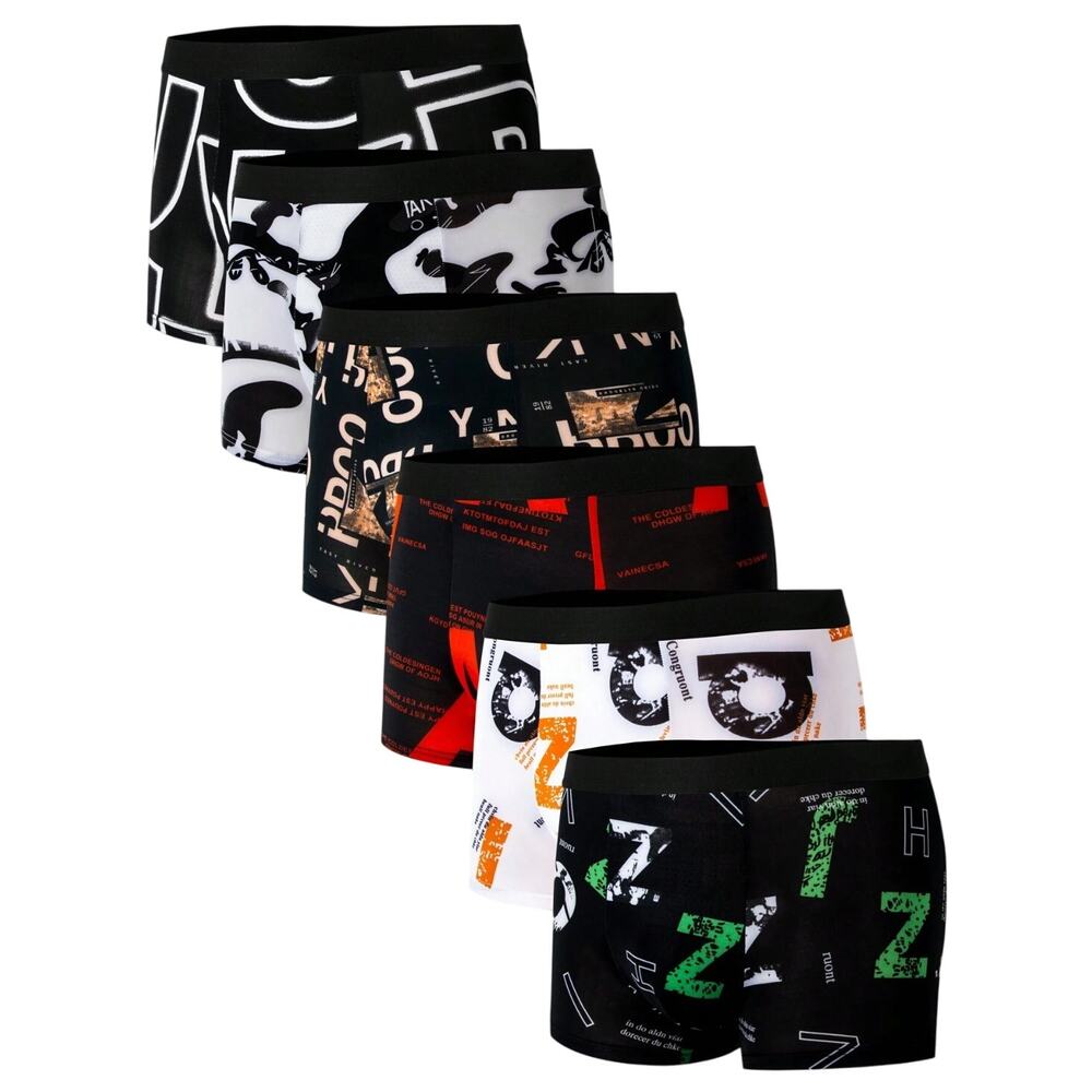 Men's 6pcs Printed Boxer Shorts in Multi, Size XL